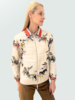 SILK PRINTED QUILTED JACKET WITH ZIP: NATIVE AMERICAN: TAUPE