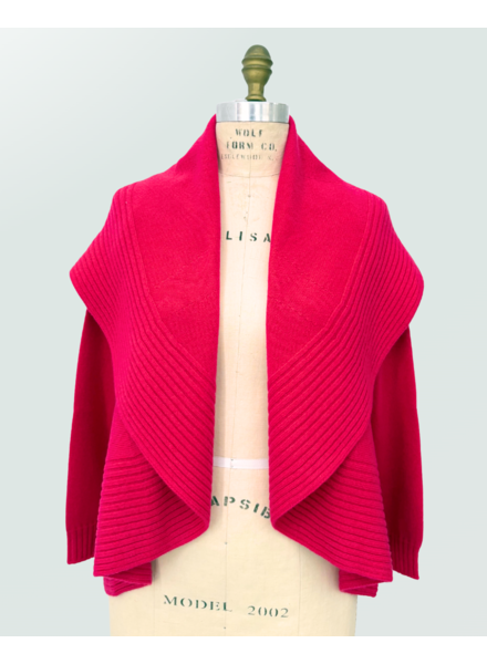 SHAWL NECK SWEATER: MAGENTA