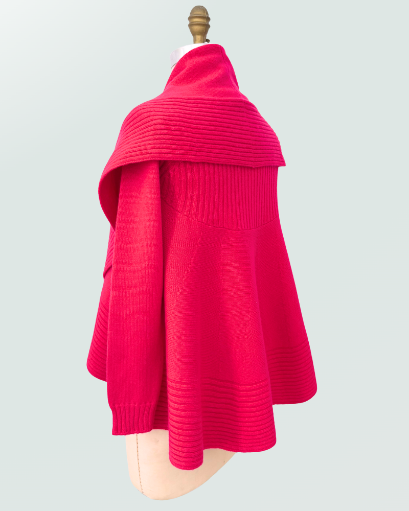 SHAWL NECK SWEATER: MAGENTA