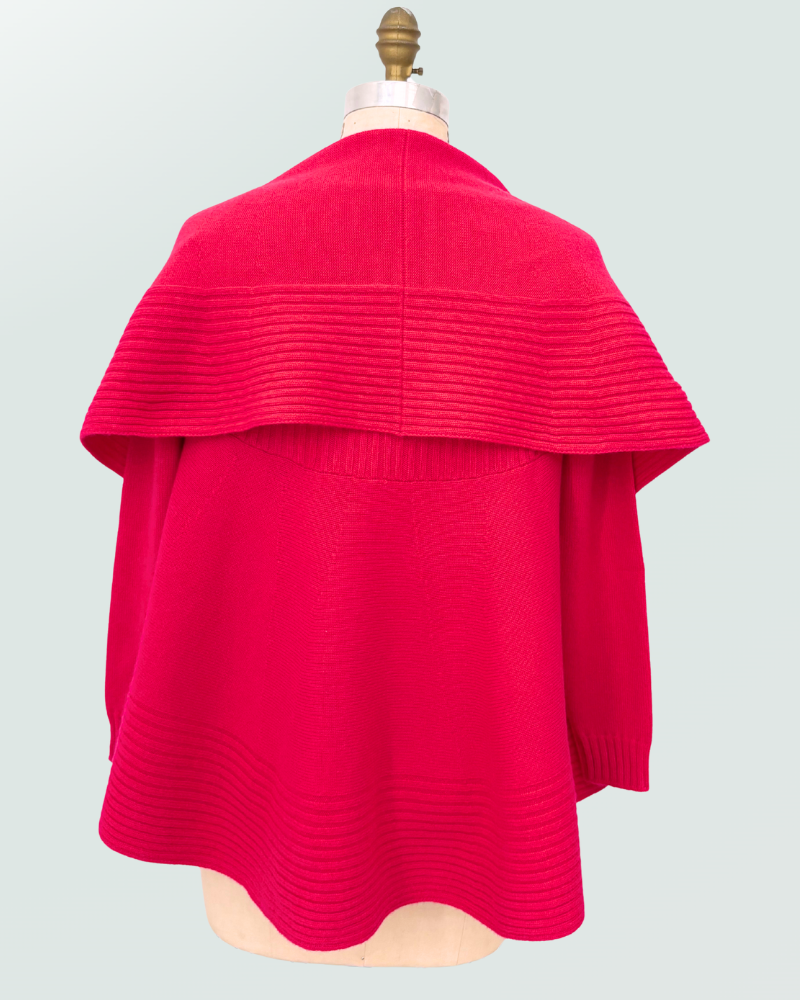 SHAWL NECK SWEATER: MAGENTA