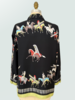 COLLARED SILK PRINTED SHIRT: NATIVE AMERICAN: BLACK