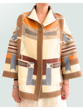 WOOL PRINTED JACKET: SIENA: BEIGE-ORANGE
