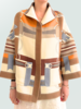WOOL PRINTED JACKET: SIENA: BEIGE-ORANGE