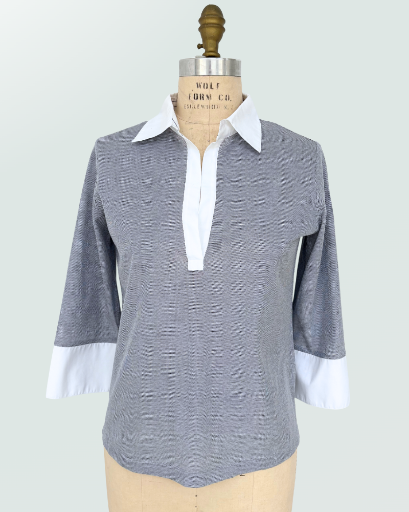 POLO W/ WHITE COLLAR: DENIM