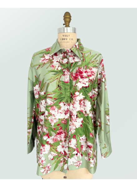 SILK COLLAR WITH SIDE SLITS SHIRT: LIGURIA: GREEN