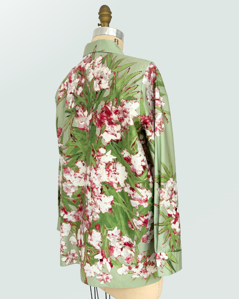 SILK COLLAR WITH SIDE SLITS SHIRT: LIGURIA: GREEN