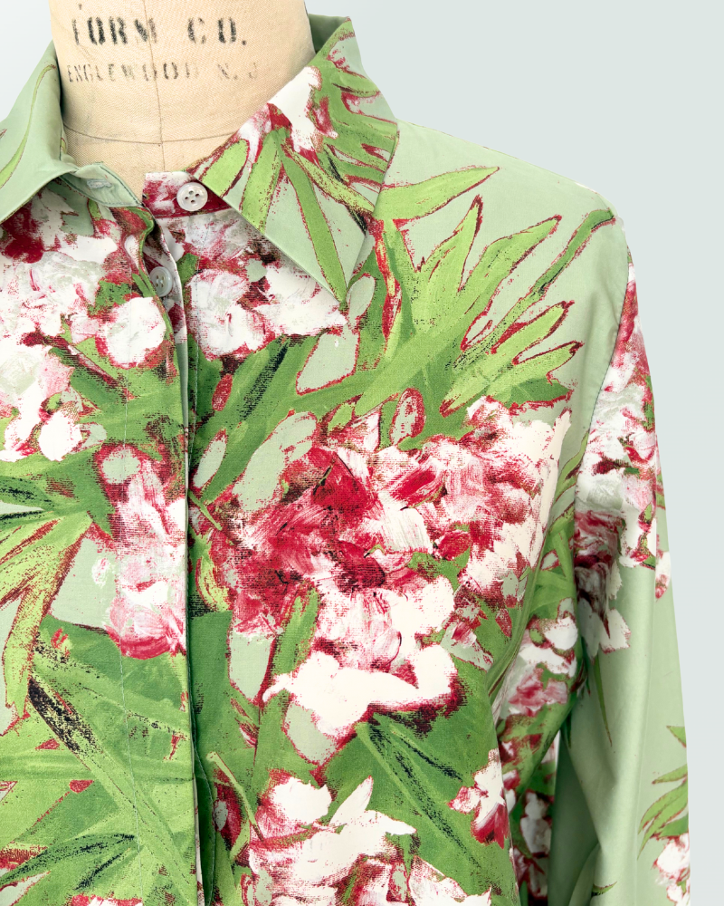 SILK COLLAR WITH SIDE SLITS SHIRT: LIGURIA: GREEN