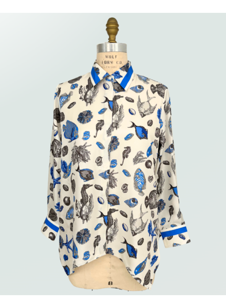 SILK SHIRT FISH : BLUE