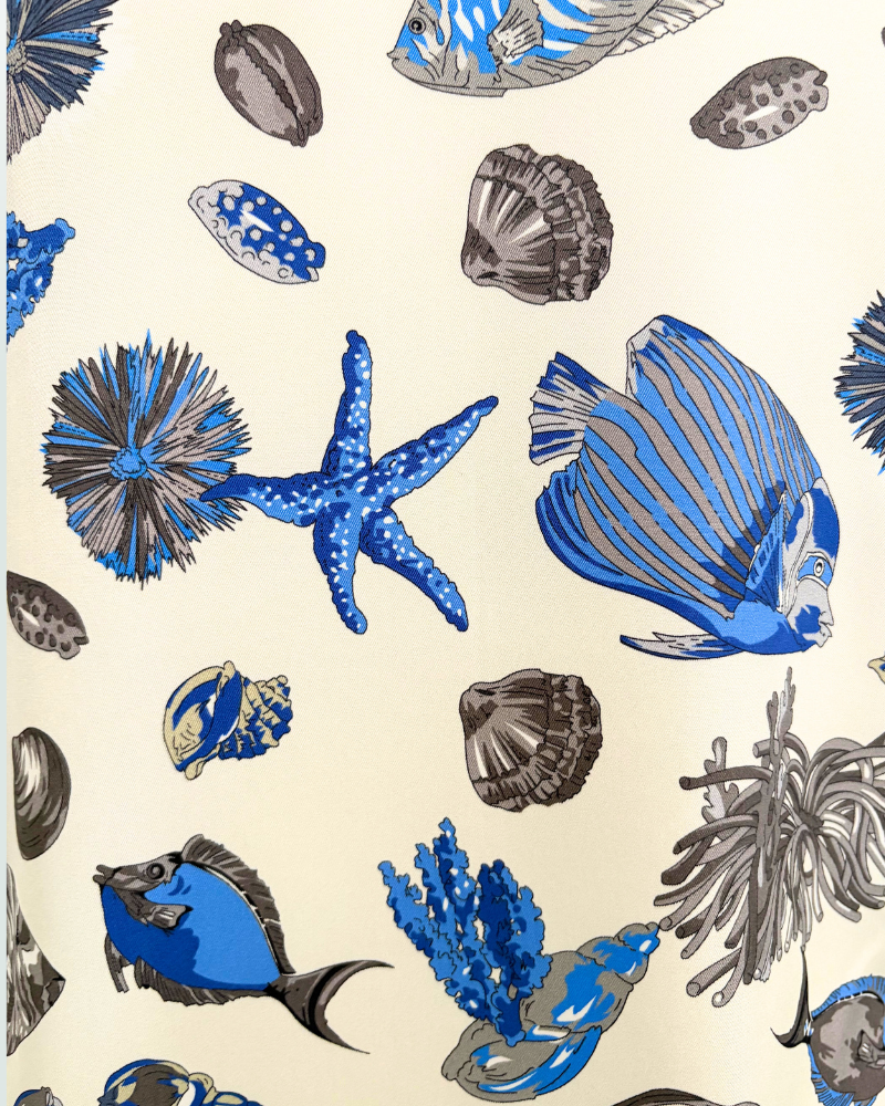 SILK SHIRT FISH : BLUE