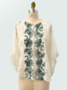 LACE EMBRODERY CAPE : GREEN-IVORY
