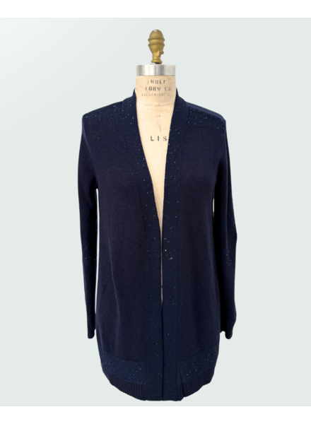 CASHMERE CARDIGAN W/ LUREX DETAILS: NAVY