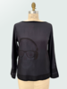 CREWNECK SWEATER W/ PRINTED SILK: SKULL