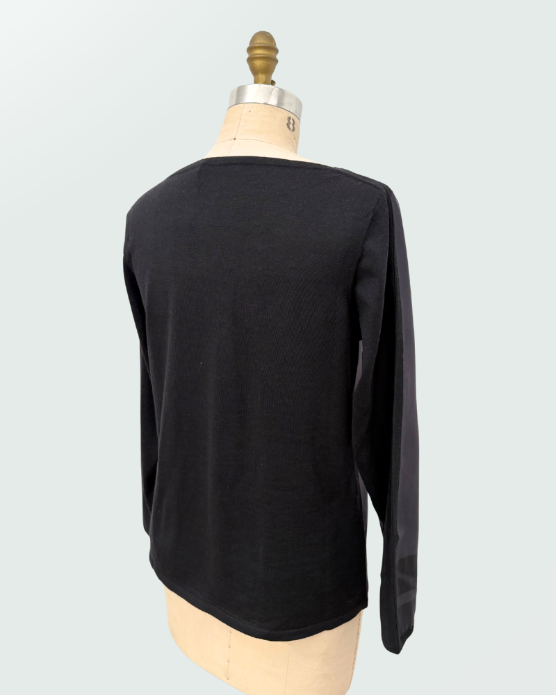 CREWNECK SWEATER W/ PRINTED SILK: SKULL