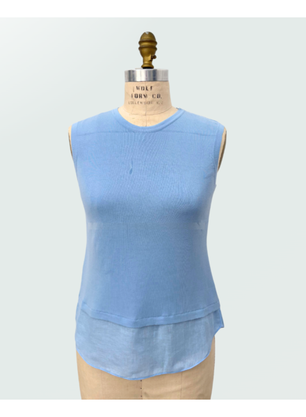 SHELL W/ LINEN TRIM : LIGHT BLUE