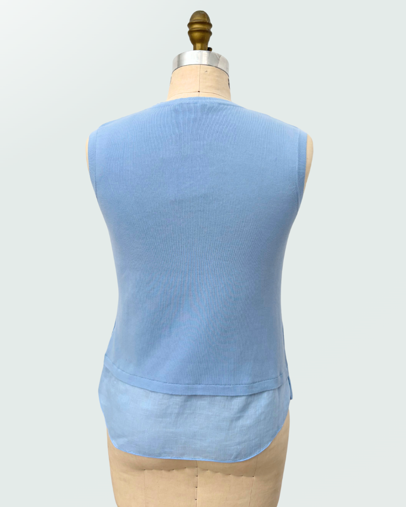 SHELL W/ LINEN TRIM : LIGHT BLUE