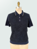 COTTON POLO SHIRT W/ LACE: NAVY