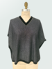 CASHMERE AND LUREX V-NECK PULLOVER CARDIGAN: BLACK-SILVER