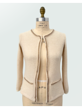 CASHMERE SHORT EMBELLISHED JACKET: IVORY