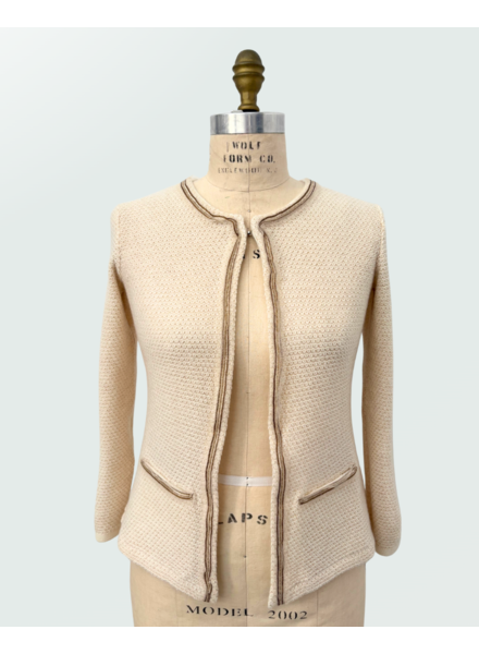 CASHMERE SHORT EMBELLISHED JACKET: IVORY
