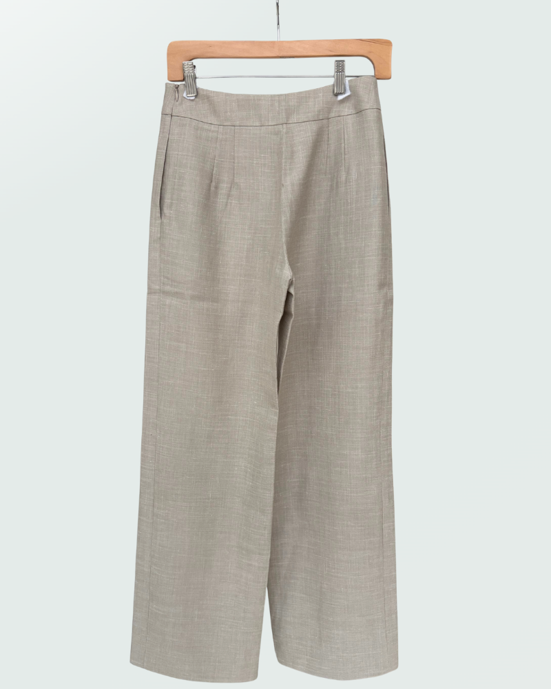 DOUBLE FACE WOOL PANTS: BEIGE OUTSIDE - PINK INSIDE