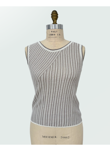 SILK-COTTON STRIPES SHELL: SAND-IVORY