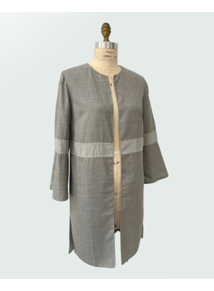 DOUBLE FACE WOOL REVERSIBLE COAT: GRAY-LIGHT GRAY