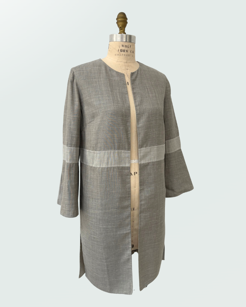 DOUBLE FACE WOOL REVERSIBLE COAT: GRAY-LIGHT GRAY