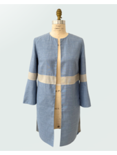 DOUBLE FACE WOOL REVERSIBLE COAT: BLUE-GRAY