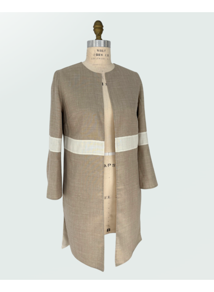DOUBLE FACE WOOL COAT: BEIGE-IVORY