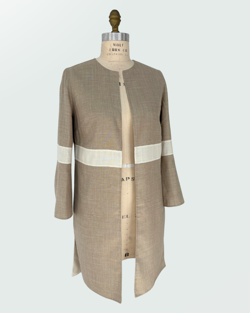 DOUBLE FACE WOOL COAT: BEIGE-IVORY