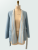 DOUBLE FACE CASHMERE DUSTER W/ CHAIN DETAIL: LIGHT BLUE-BLUE STRIPES