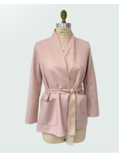 DF CASHMERE DUSTER W/ CHAIN DETAIL: PINK-SAND