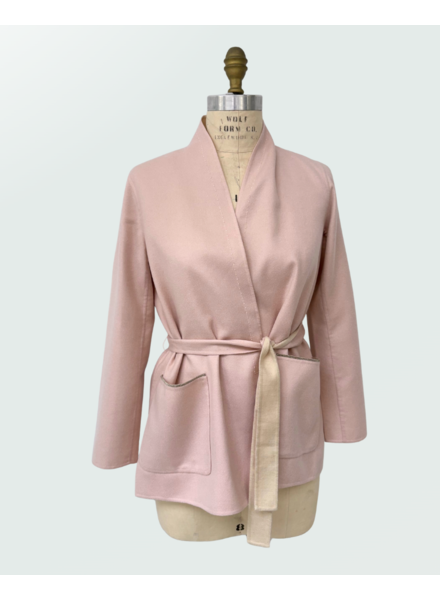 DF CASHMERE DUSTER W/ CHAIN DETAIL: PINK-SAND
