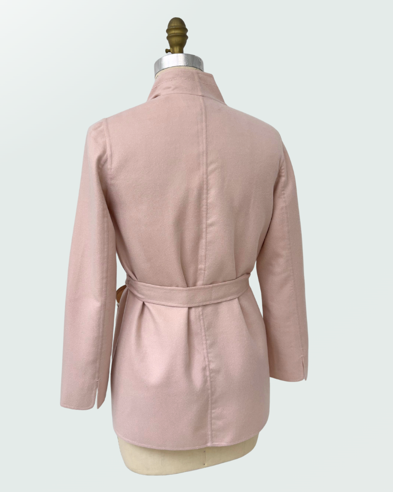 DF CASHMERE DUSTER W/ CHAIN DETAIL: PINK-SAND