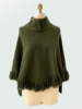 FRINGE PONCHO: 100% CASHMERE: LODEN
