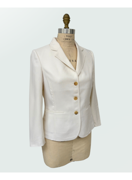 3 BUTTON CASHMERE BLAZER: IVORY