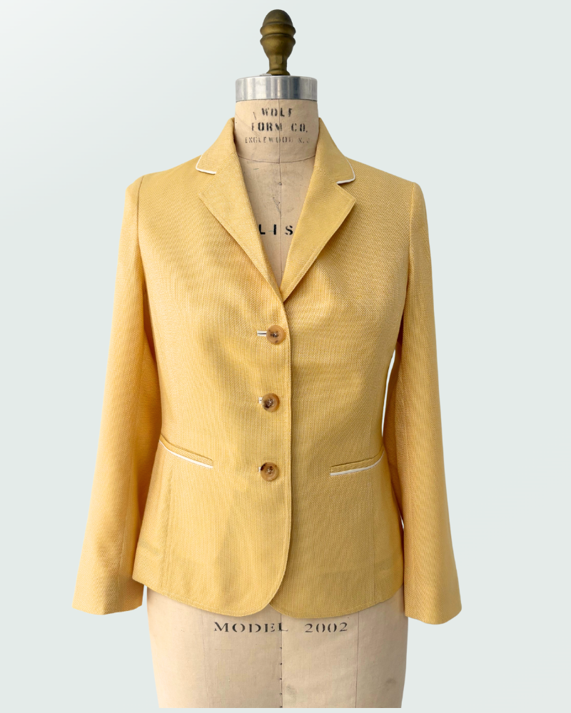3 BUTTON CASHMERE BLAZER: YELLOW