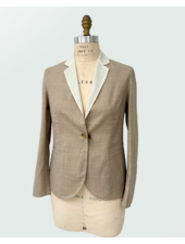 WOOL-SILK-LINEN DOUBLE FACE JACKET: BEIGE
