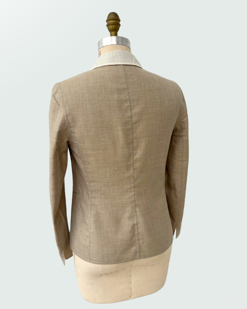 WOOL-SILK-LINEN DOUBLE FACE JACKET: BEIGE