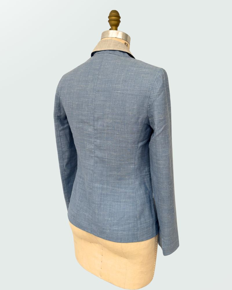 WOOL-SILK-LINEN DOUBLE-FACE JACKET: BLUE