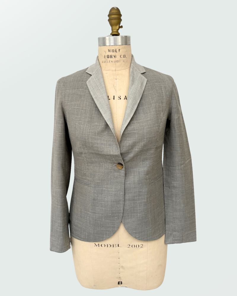 WOOL-SILK-LINEN DOUBLE-FACE JACKET: GRAY