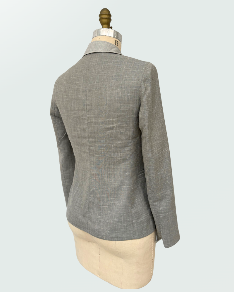 WOOL-SILK-LINEN DOUBLE-FACE JACKET: GRAY