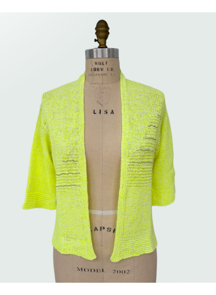 OPEN WEAVE COTTON CARDIGAN YELLOW