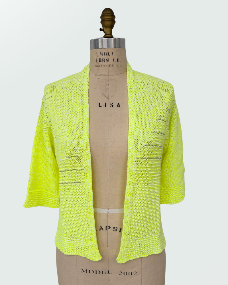 OPEN WEAVE COTTON CARDIGAN YELLOW