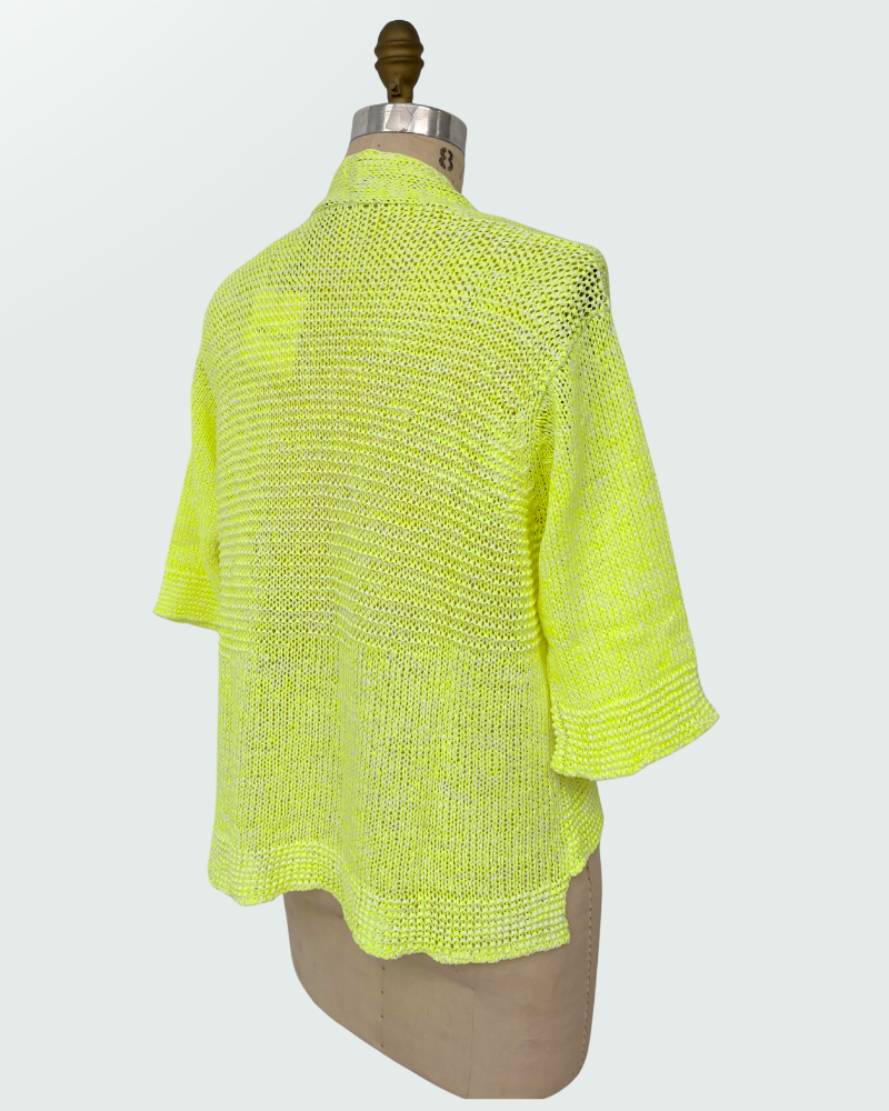 OPEN WEAVE COTTON CARDIGAN YELLOW