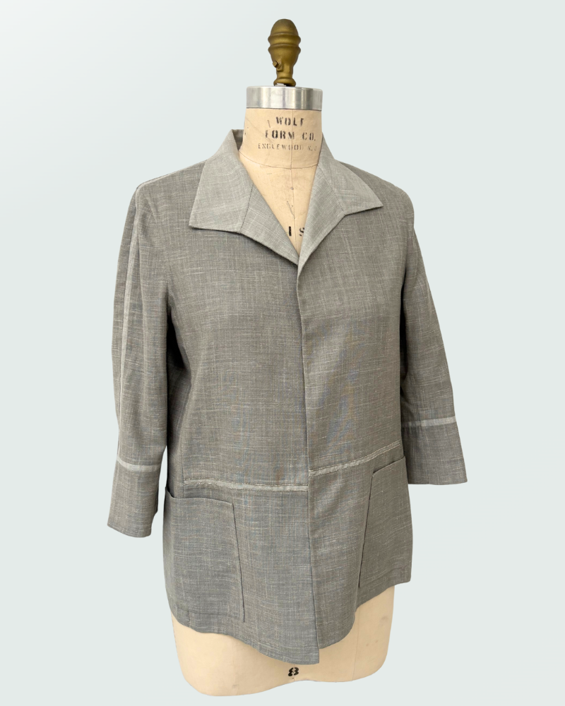 DOUBLE FACE JACKET W/ CHAIN DETAIL, GRAY