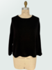 CASHMERE CREWNECK W/ VELVET DETAIL: BLACK