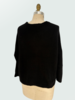CASHMERE CREWNECK W/ VELVET DETAIL: BLACK