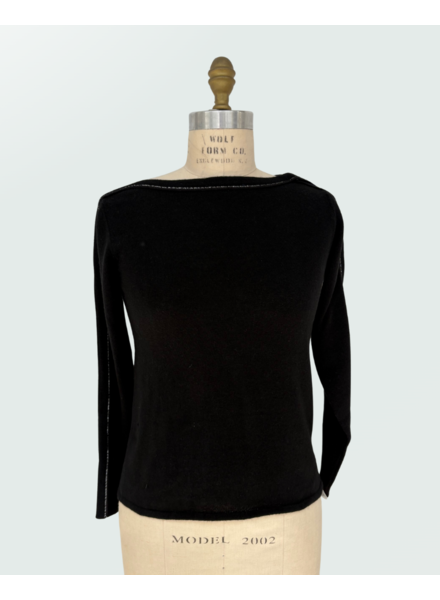 SWEATER WITH EMBELLISHED TIES, BLACK