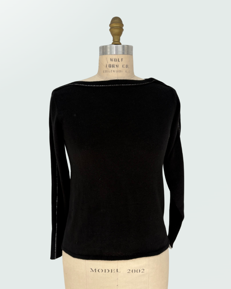 SWEATER WITH EMBELLISHED TIES, BLACK